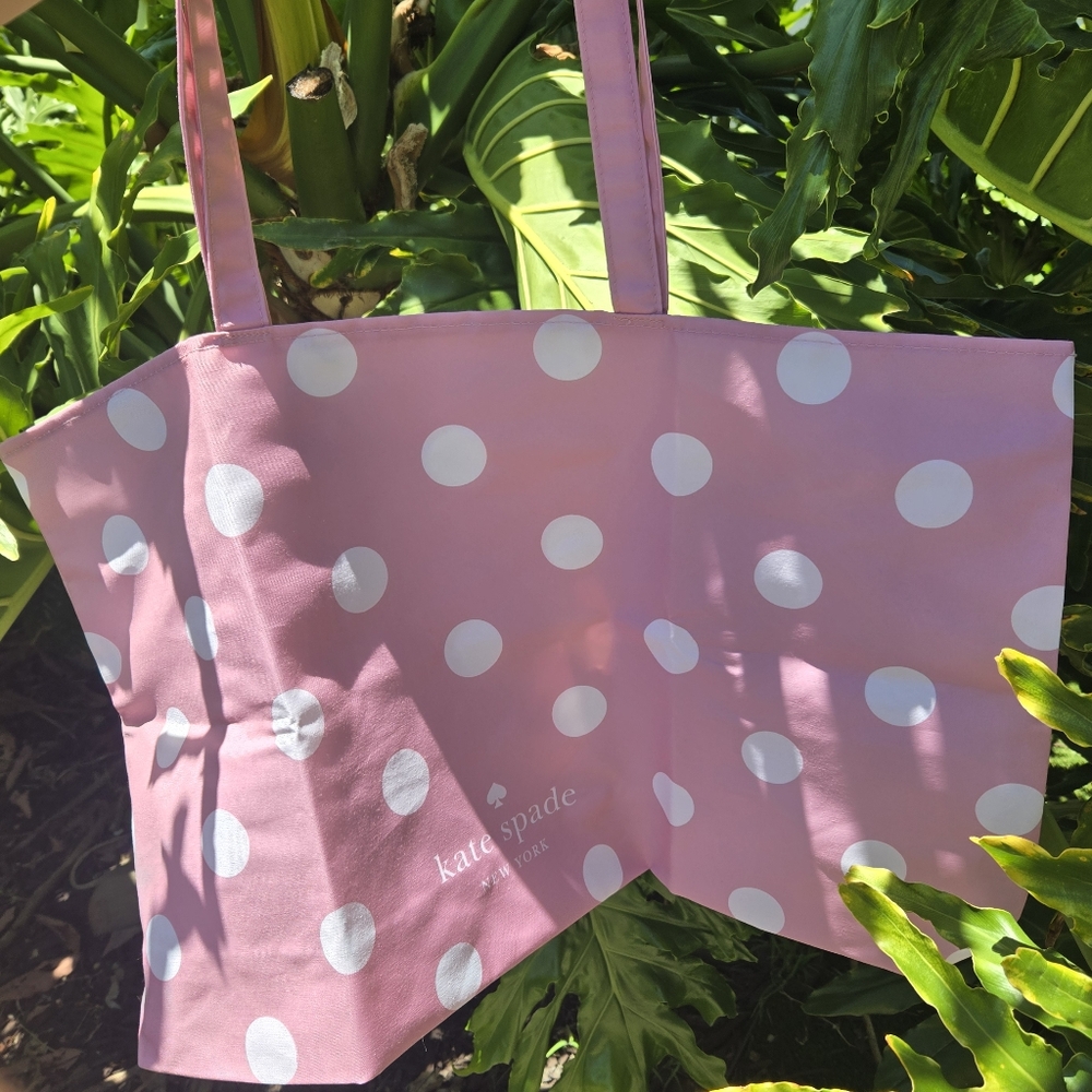 Kate Spade Pink and White Polka Dot Tote Bag